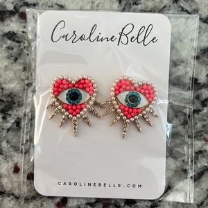 Pink Heart Eye Earrings